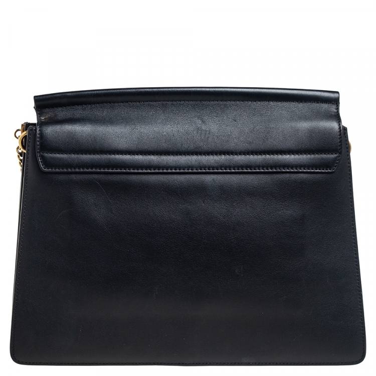 Pre Owned Chloe Black Leather and Suede Studded Medium Faye Shoulder Bag