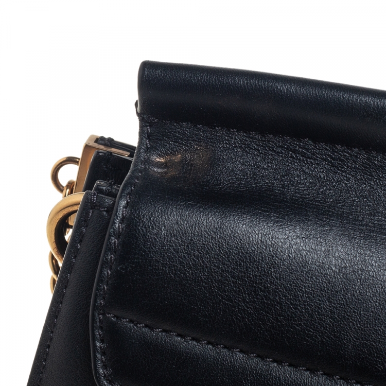 Pre Owned Chloe Black Leather and Suede Studded Medium Faye Shoulder Bag