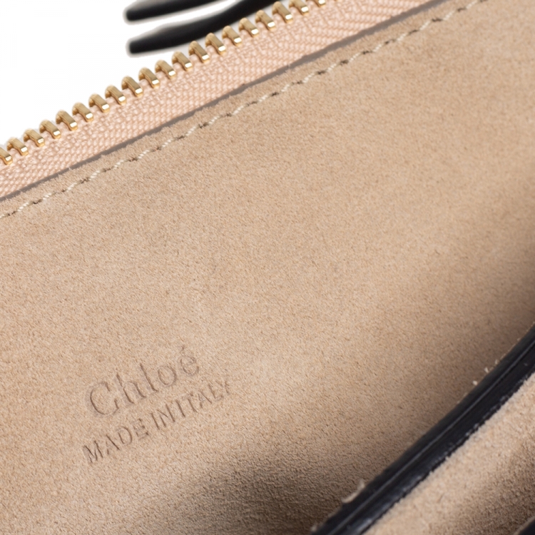 Pre Owned Chloe Black Leather and Suede Studded Medium Faye Shoulder Bag
