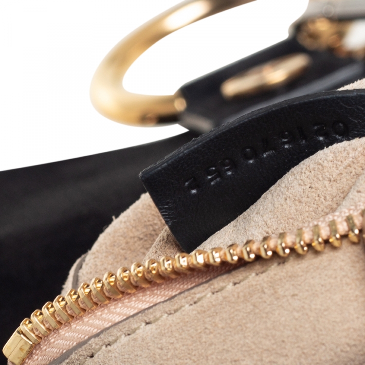 Pre Owned Chloe Black Leather and Suede Studded Medium Faye Shoulder Bag