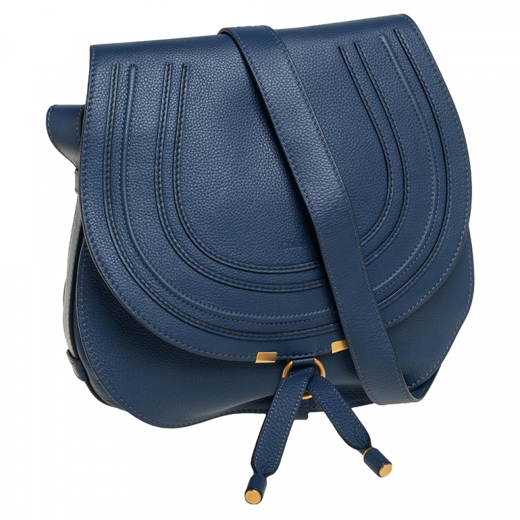 Pre Owned Chloe Blue Leather Medium Marcie Crossbody Bag