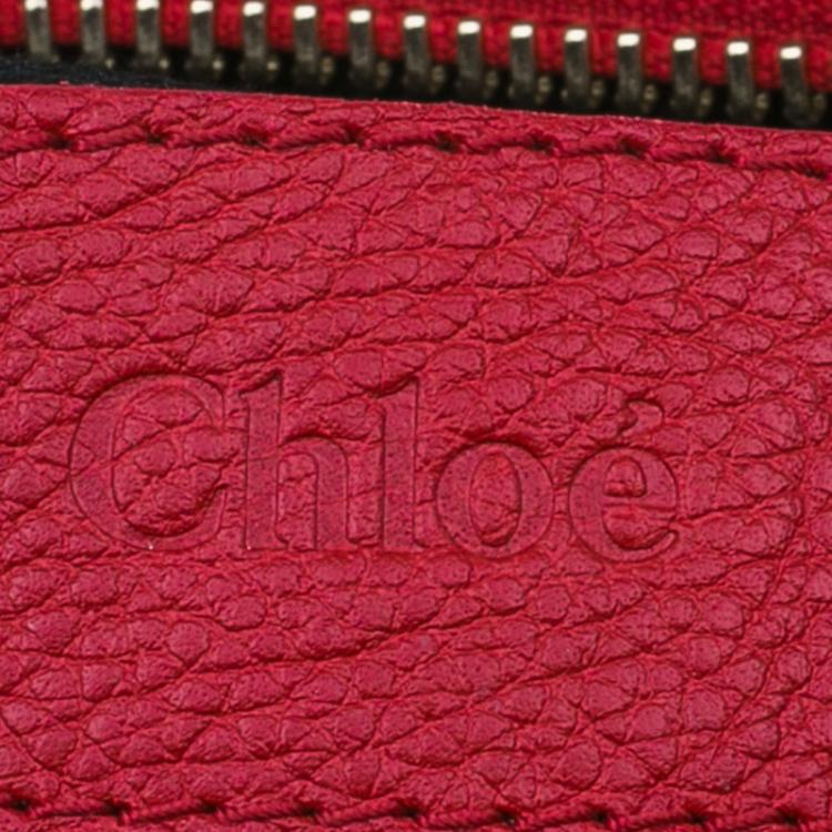 Pre Owned Chloe Red Python Medium Paraty Shoulder Bag