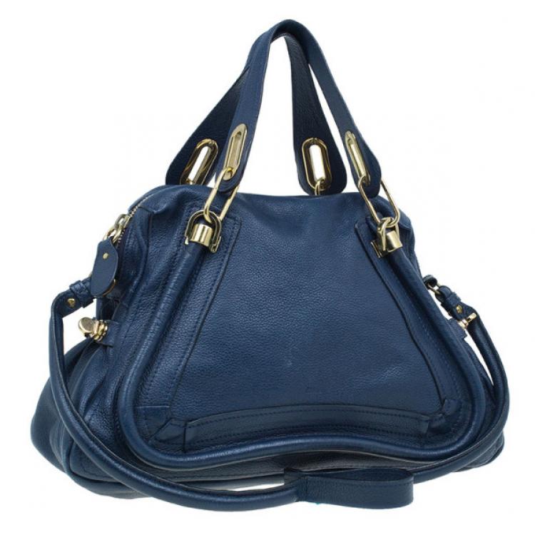 Pre Owned Chloe Blue Leather Medium Paraty Handbag