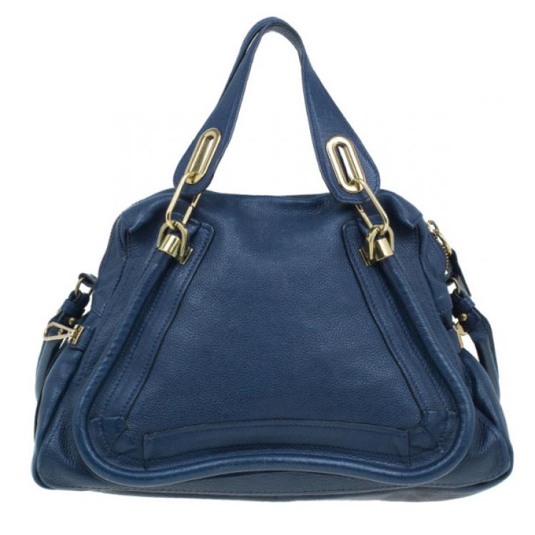 Pre Owned Chloe Blue Leather Medium Paraty Handbag