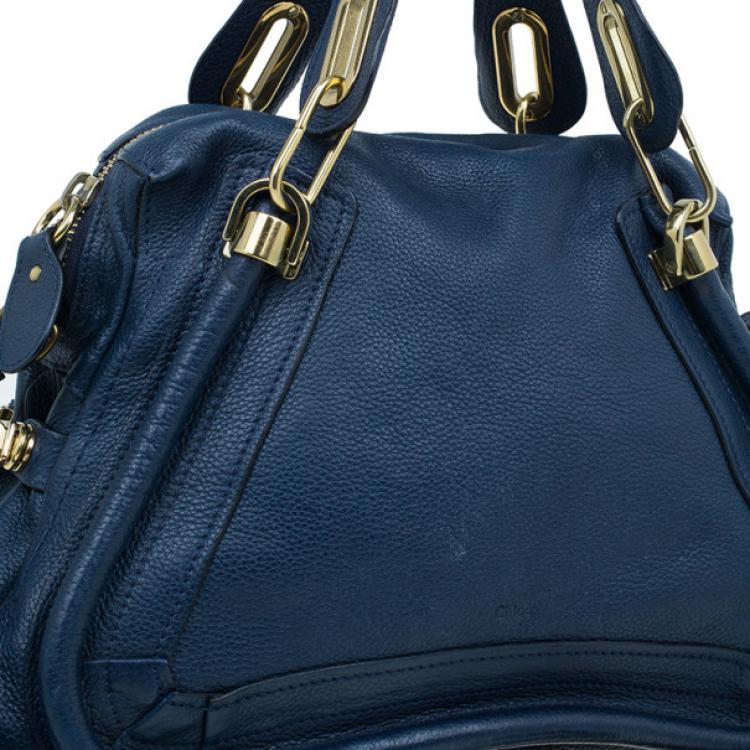 Pre Owned Chloe Blue Leather Medium Paraty Handbag