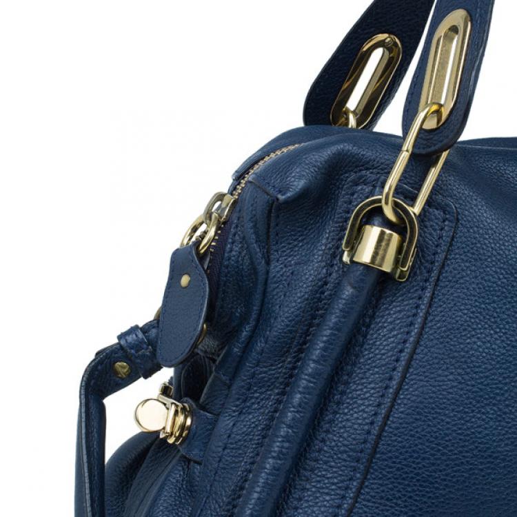 Pre Owned Chloe Blue Leather Medium Paraty Handbag