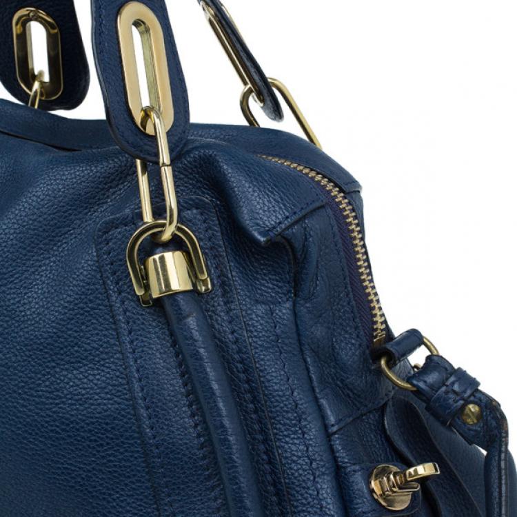 Pre Owned Chloe Blue Leather Medium Paraty Handbag