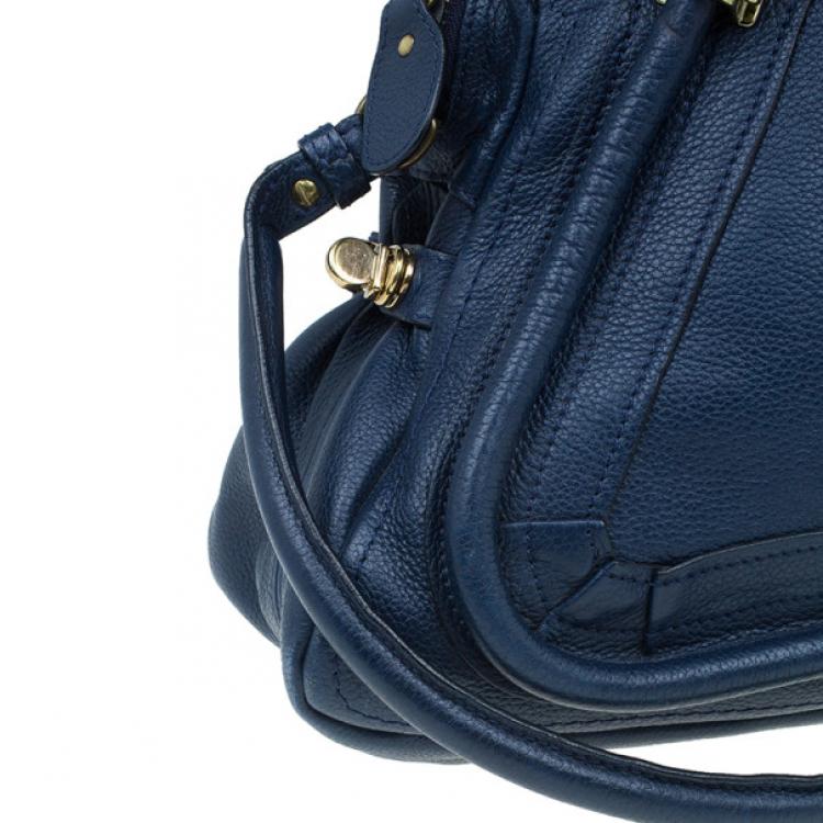 Pre Owned Chloe Blue Leather Medium Paraty Handbag