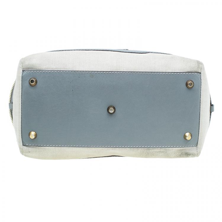 Pre Owned Chloe Beige/Grey Fabric and Leather Andy Expandable Satchel