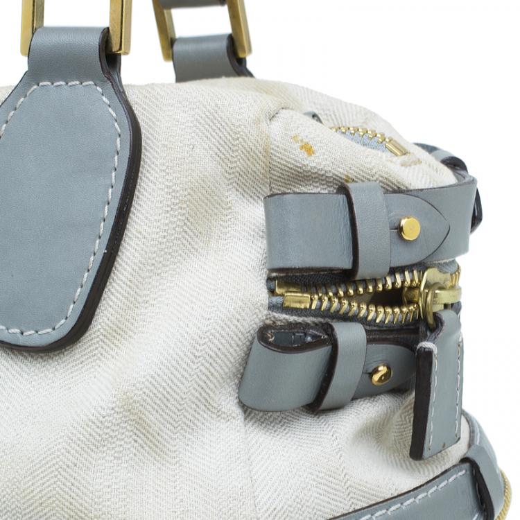 Pre Owned Chloe Beige/Grey Fabric and Leather Andy Expandable Satchel