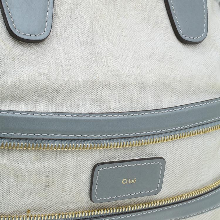 Pre Owned Chloe Beige/Grey Fabric and Leather Andy Expandable Satchel