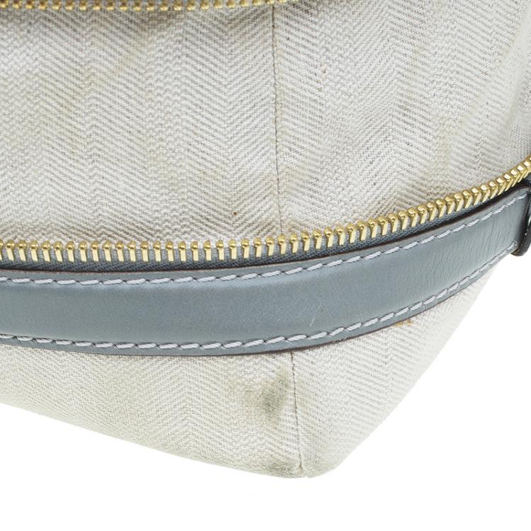 Pre Owned Chloe Beige/Grey Fabric and Leather Andy Expandable Satchel