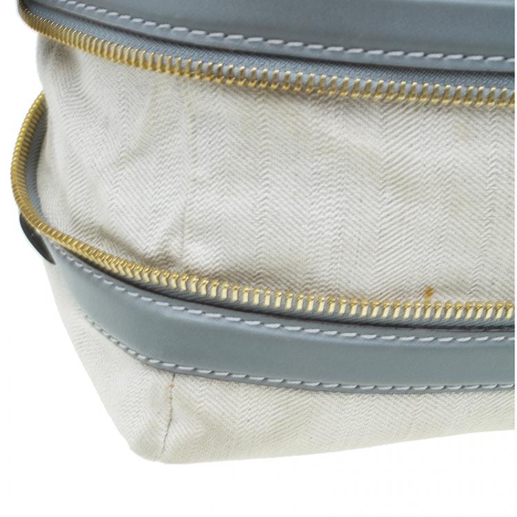Pre Owned Chloe Beige/Grey Fabric and Leather Andy Expandable Satchel