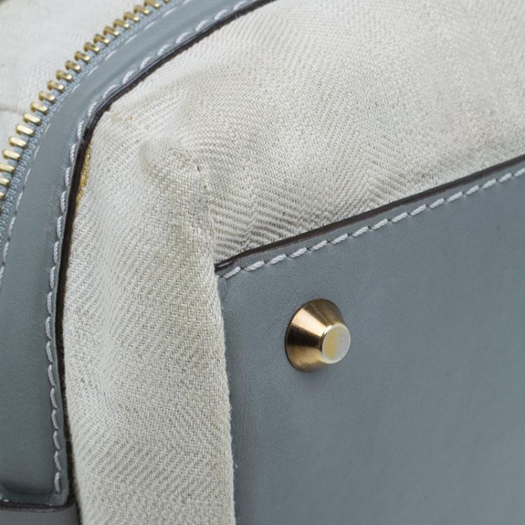 Pre Owned Chloe Beige/Grey Fabric and Leather Andy Expandable Satchel