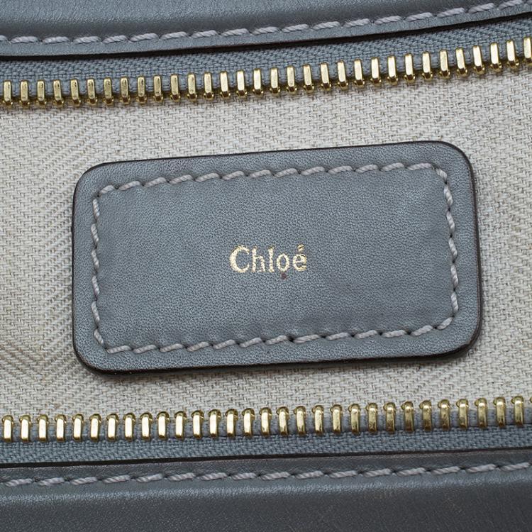 Pre Owned Chloe Beige/Grey Fabric and Leather Andy Expandable Satchel