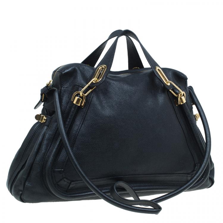Pre Owned Chloe Black Leather Large Paraty Shoulder Bag