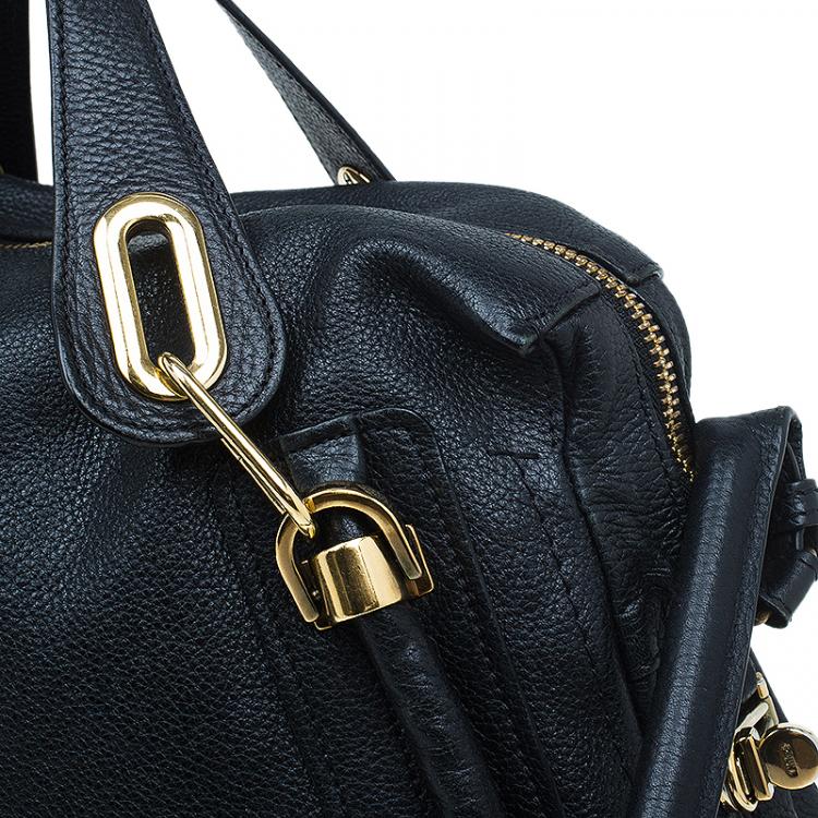 Pre Owned Chloe Black Leather Large Paraty Shoulder Bag