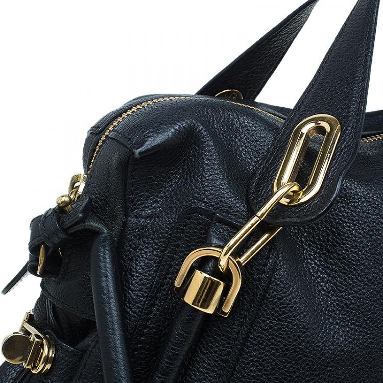Pre Owned Chloe Black Leather Large Paraty Shoulder Bag