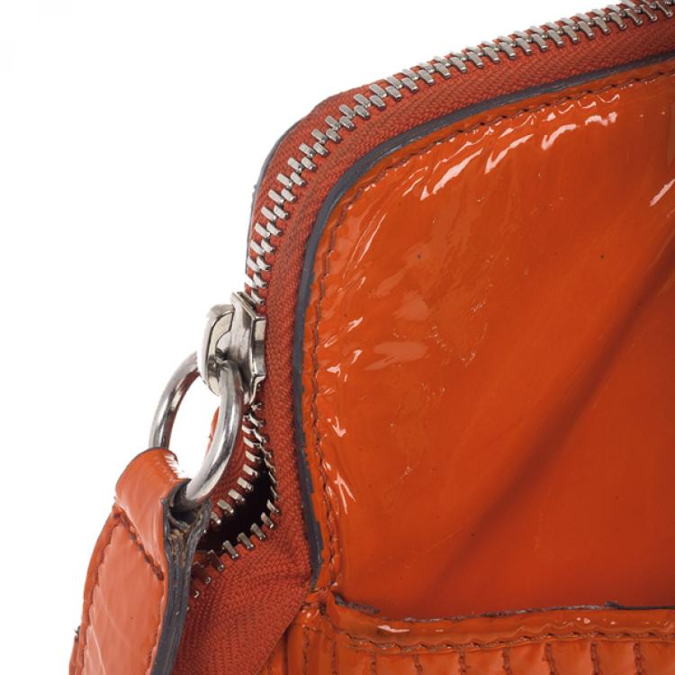 Pre Owned Chloe Orange Patent Leather 'Heloise' Quilted Tote