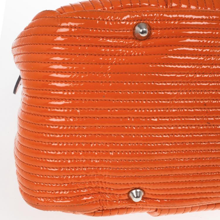 Pre Owned Chloe Orange Patent Leather 'Heloise' Quilted Tote