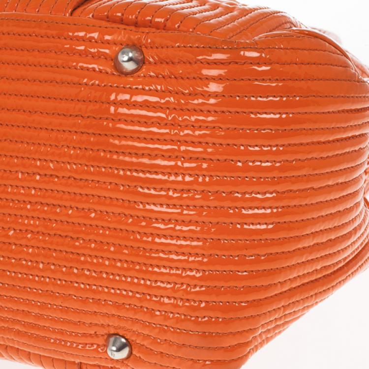 Pre Owned Chloe Orange Patent Leather 'Heloise' Quilted Tote