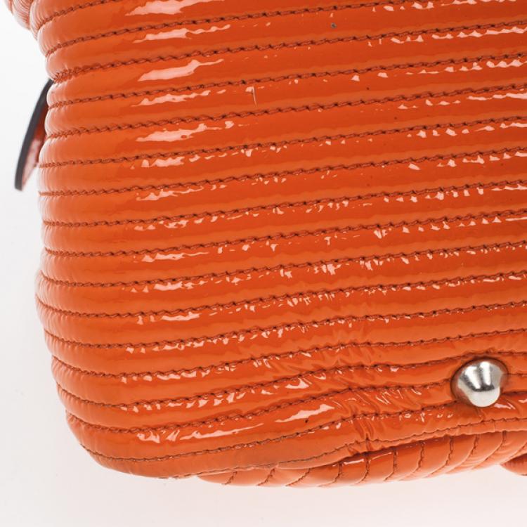 Pre Owned Chloe Orange Patent Leather 'Heloise' Quilted Tote