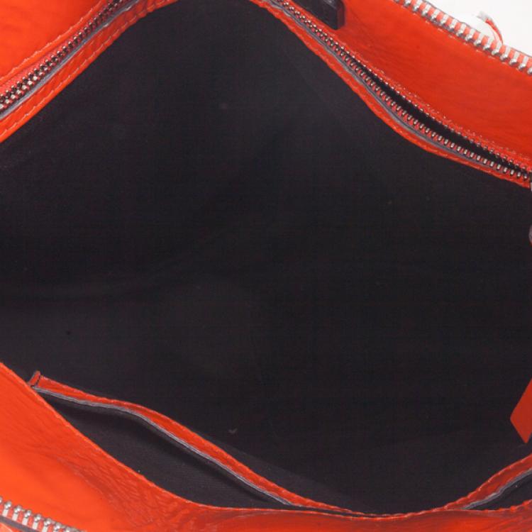 Pre Owned Chloe Orange Patent Leather 'Heloise' Quilted Tote