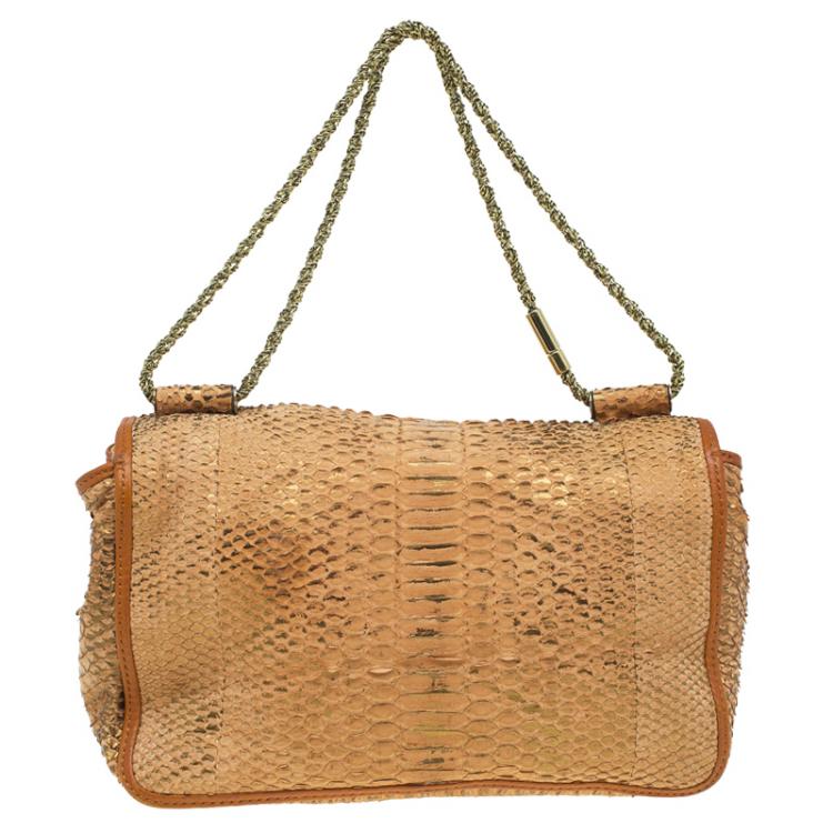 Pre Owned Chloe Brown Python Medium Elsie Shoulder Bag