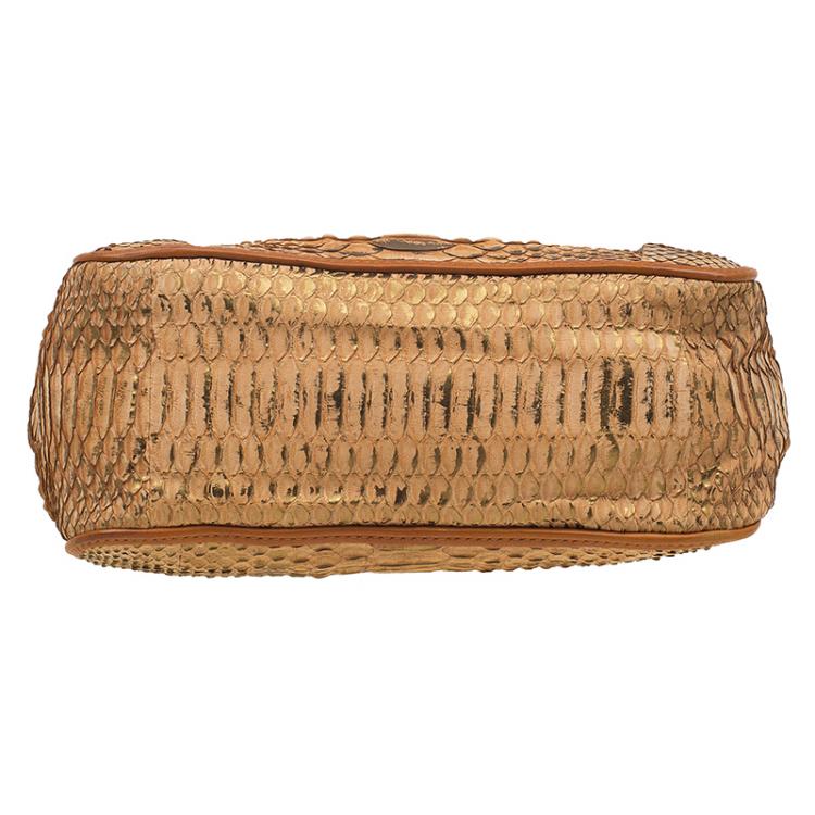Pre Owned Chloe Brown Python Medium Elsie Shoulder Bag