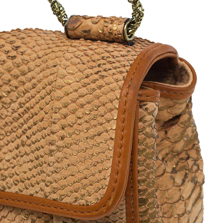 Pre Owned Chloe Brown Python Medium Elsie Shoulder Bag