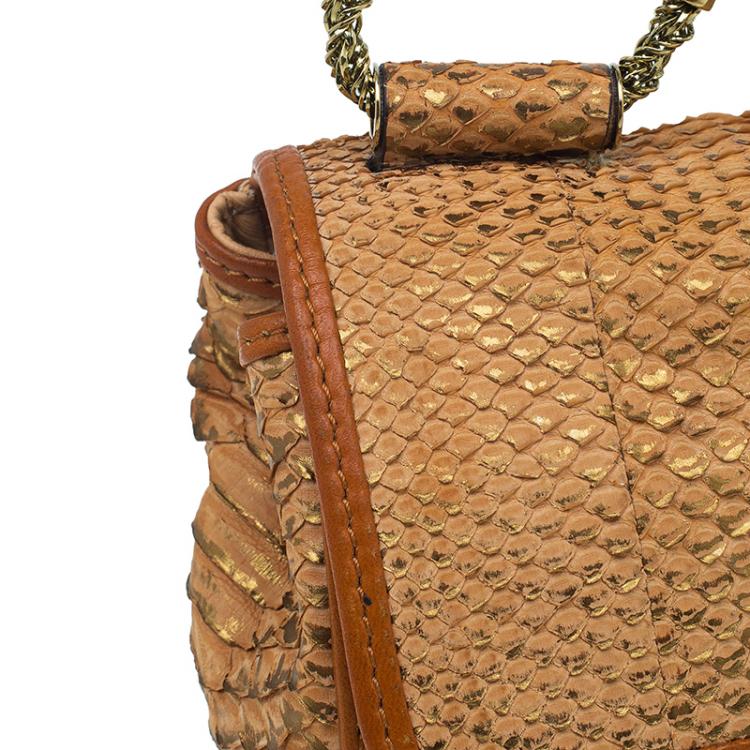 Pre Owned Chloe Brown Python Medium Elsie Shoulder Bag