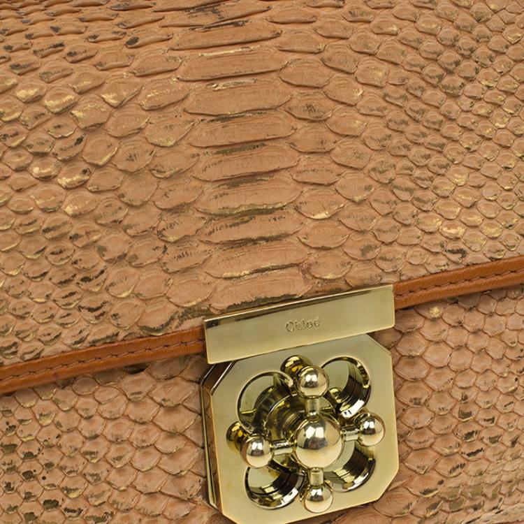 Pre Owned Chloe Brown Python Medium Elsie Shoulder Bag