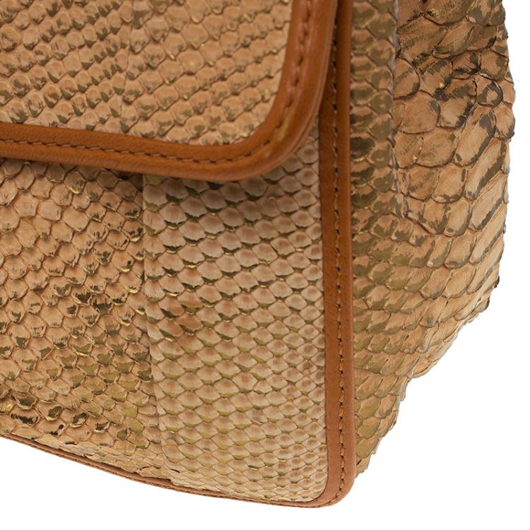 Pre Owned Chloe Brown Python Medium Elsie Shoulder Bag