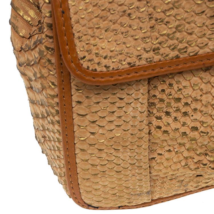 Pre Owned Chloe Brown Python Medium Elsie Shoulder Bag