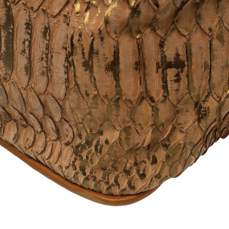 Pre Owned Chloe Brown Python Medium Elsie Shoulder Bag