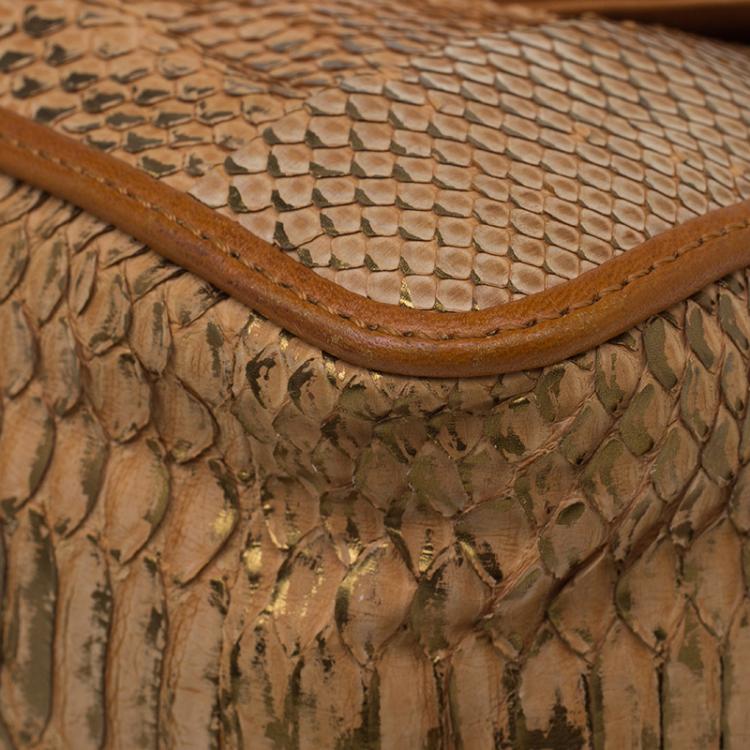 Pre Owned Chloe Brown Python Medium Elsie Shoulder Bag