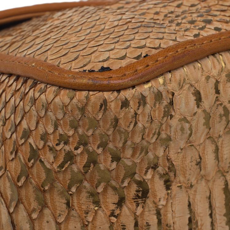 Pre Owned Chloe Brown Python Medium Elsie Shoulder Bag