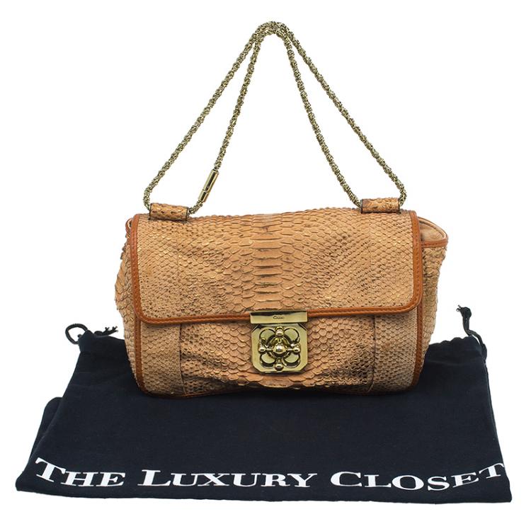 Pre Owned Chloe Brown Python Medium Elsie Shoulder Bag