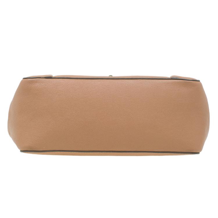 Pre Owned Chloe Beige Bi Color Ostrich and Leather Medium Elsie Shoulder Bag