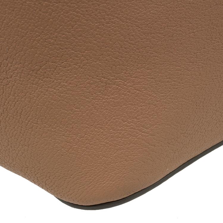 Pre Owned Chloe Beige Bi Color Ostrich and Leather Medium Elsie Shoulder Bag