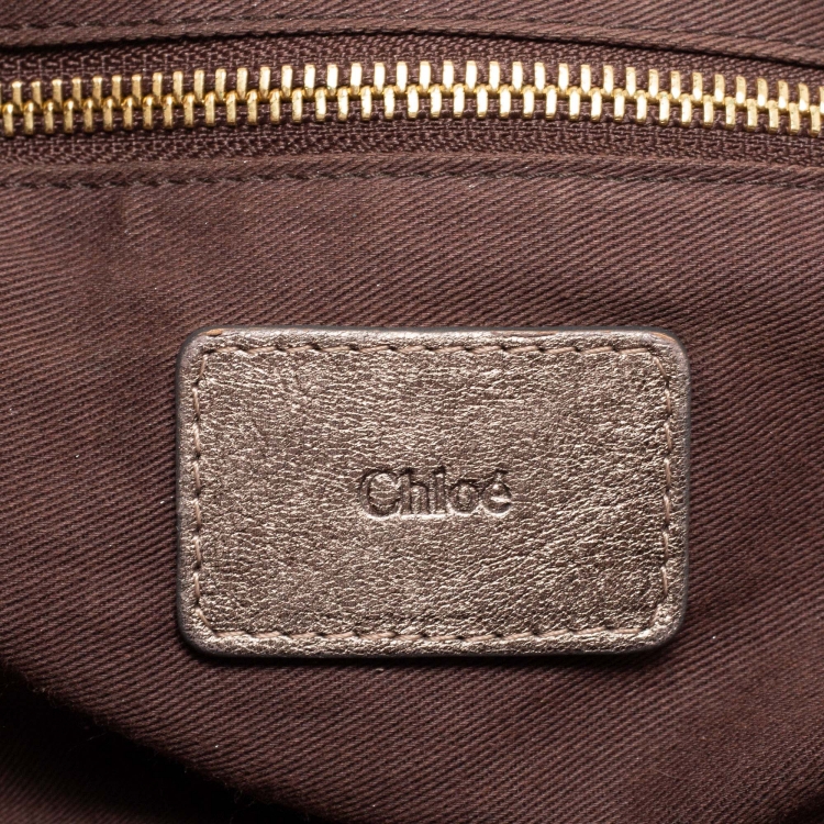 Pre Owned Chloe Metallic Grey Leather Milton Triple Chain Hobo Bag