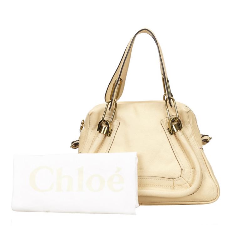 Pre Owned Chloe Beige Leather Paraty Tote