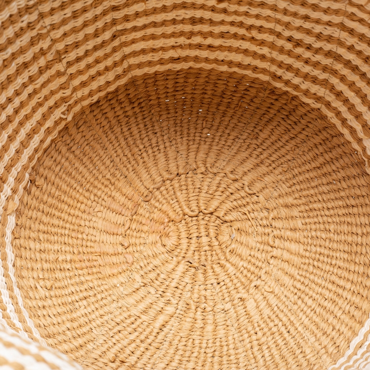 Pre Owned Chloe Beige/White Raffia Large Woody Tote