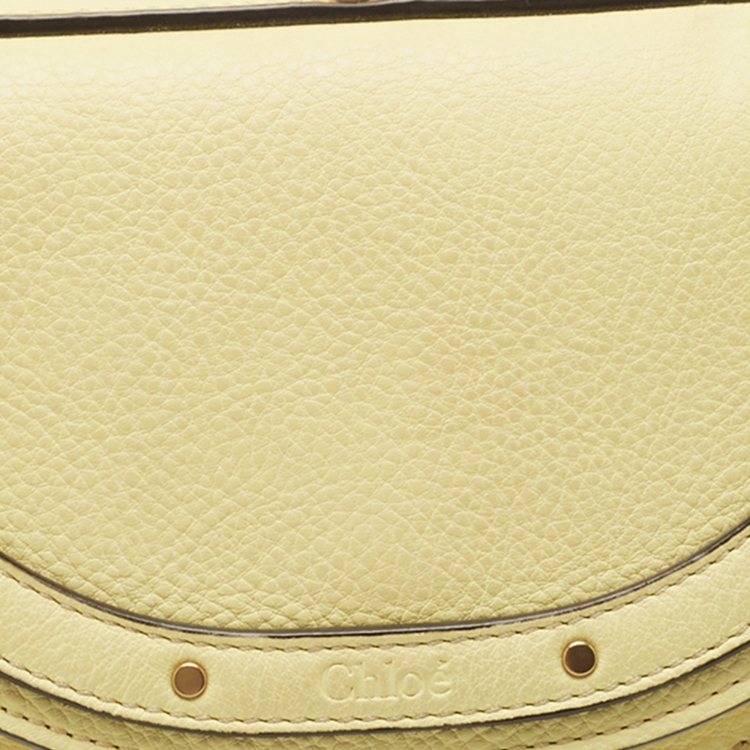 Pre Owned Chloe Yellow Leather Small Nile Bracelet Minaudiere Crossbody Bag
