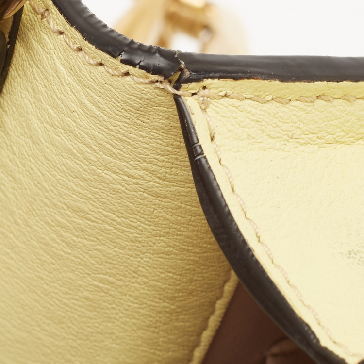 Pre Owned Chloe Yellow Leather Small Nile Bracelet Minaudiere Crossbody Bag