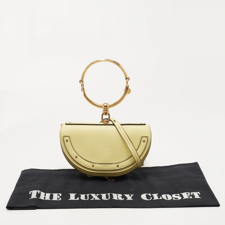 Pre Owned Chloe Yellow Leather Small Nile Bracelet Minaudiere Crossbody Bag