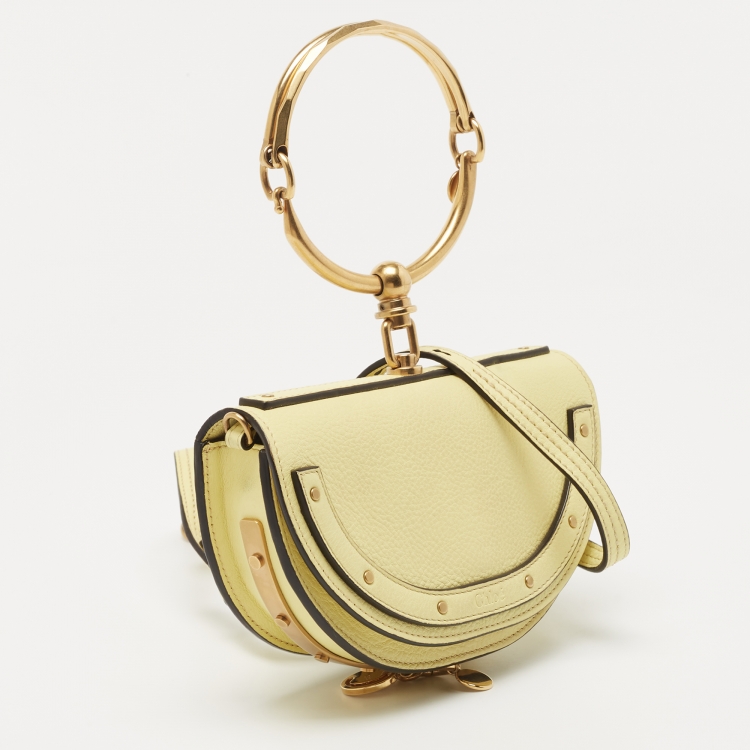 Pre Owned Chloe Yellow Leather Small Nile Bracelet Minaudiere Crossbody Bag