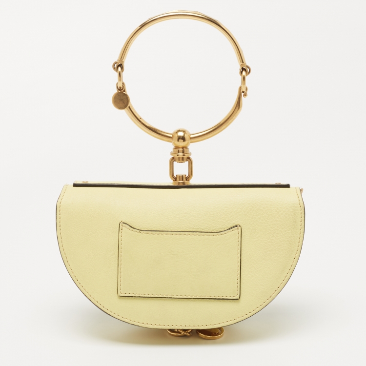 Pre Owned Chloe Yellow Leather Small Nile Bracelet Minaudiere Crossbody Bag