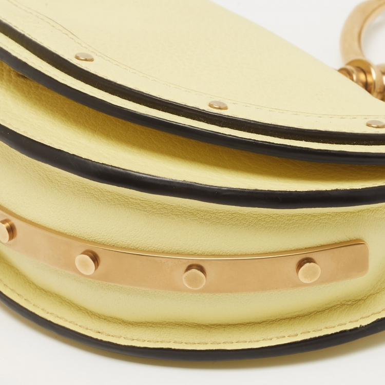 Pre Owned Chloe Yellow Leather Small Nile Bracelet Minaudiere Crossbody Bag