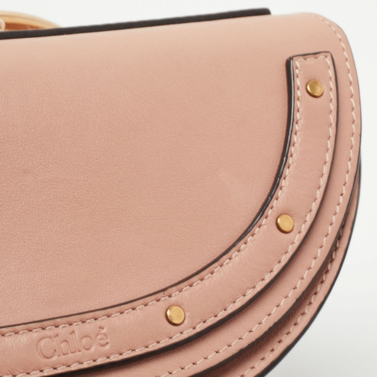 Pre Owned Chloe Beige Leather Small Nile Bracelet Minaudiere Crossbody Bag